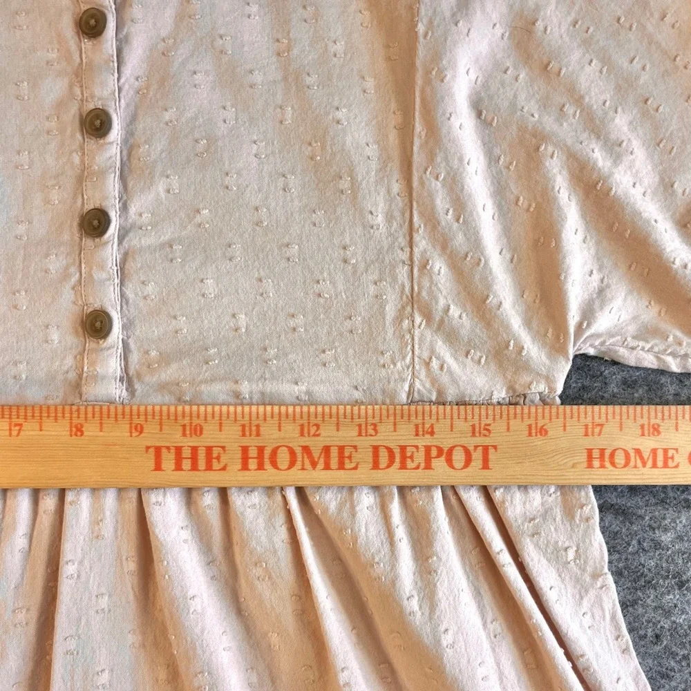 Old Navy Dress Girls XL Pale Pink Peach Swiss Dot Tiered Babydoll Boho Peasant